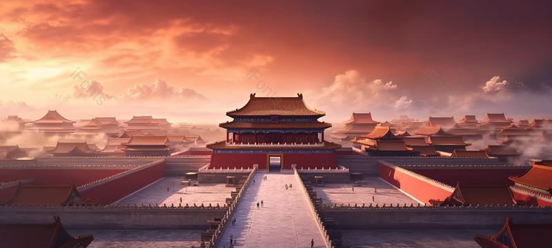 宏伟壮丽城墙宫门中国风建筑房屋背景,插画/手绘图,插画/手绘图库,插画/手绘图下载,插画/手绘